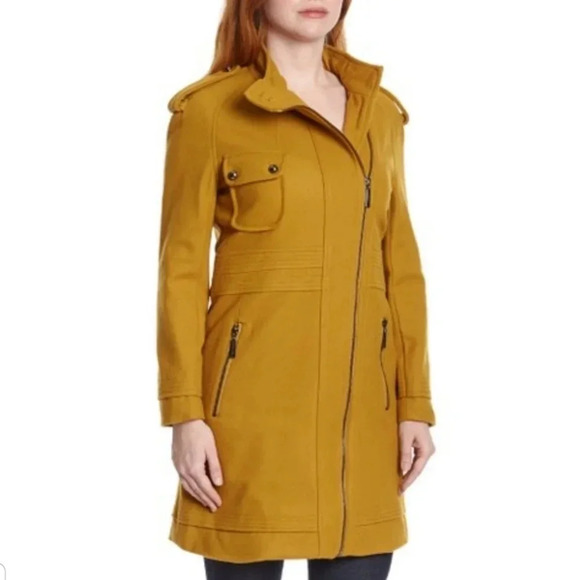 NWT Vertigo Wool Blend Mustard Peacoat S - Picture 10 of 10